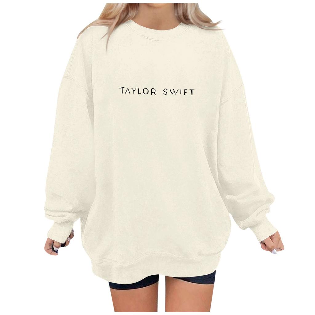 Pull à manches longues et col rond pour femme, haut décontracté à la mode imprimé