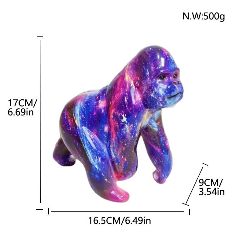 Creative Cartoon Graffiti Gorilla Sculpture, Resin Crafts, Home Decoration, Indoor, Living Room, Office, Animal Sculptures