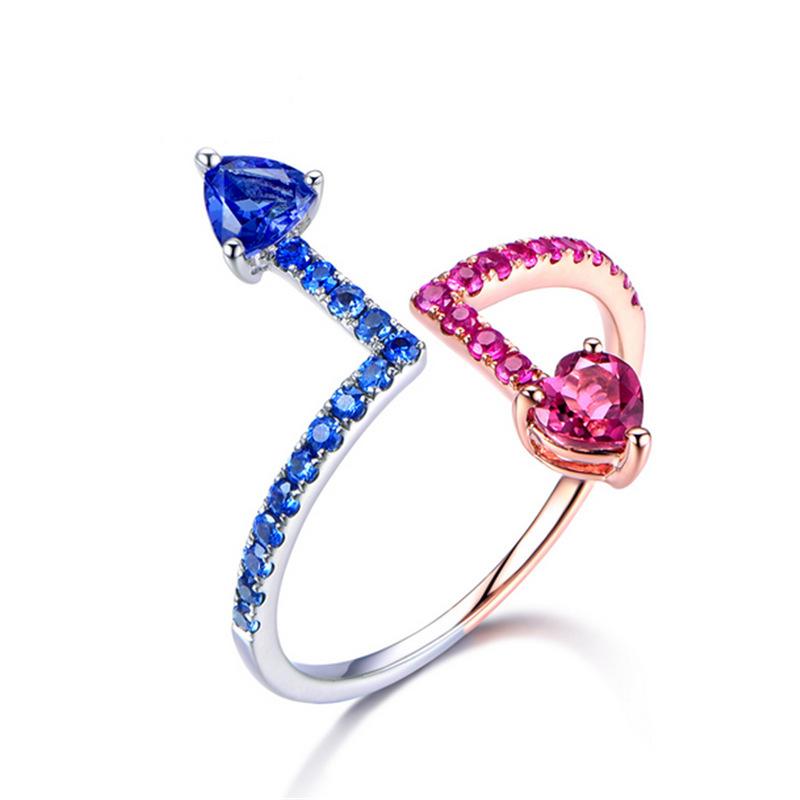 Anello Popolare in Argento Creativo Intarsiato con Zircone di Cristallo Colorato Anello da Donna Anello di Nicchia Personalizzato