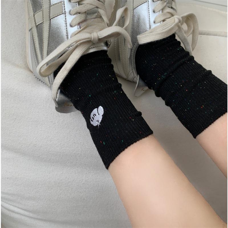 Female Spring and Summer New Product Cartoon Lovely Idea Yarn Embroidery Tube Pile Socks