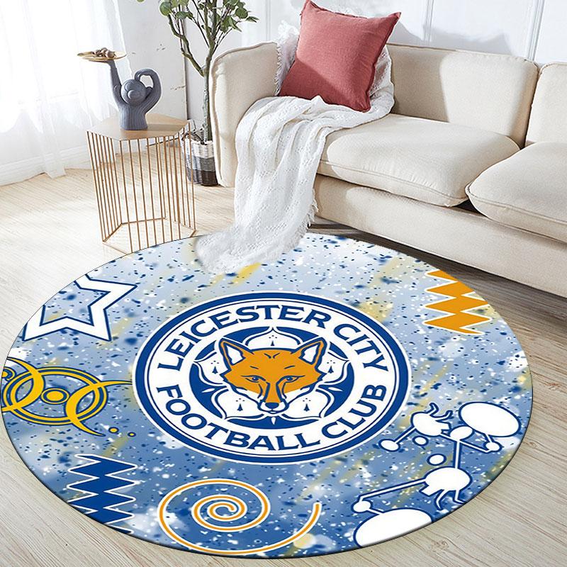 Leicester City Football Club,Round Area Rug,Carpet Rug for Living Room Bedroom Sofa Playroom Decor,Non-slip Floor Mat