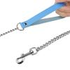 Classic Metal Dog Leash,Chew Proof Pet Leash Chain with Leather Padded Handle & Alloy Hook for Small Large Medium Dogs Outdoor Training