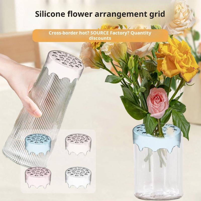 Silicone Grid Insert Flexible Floral Stem Holder For Floral Arrangements And Makeup Brush Storage