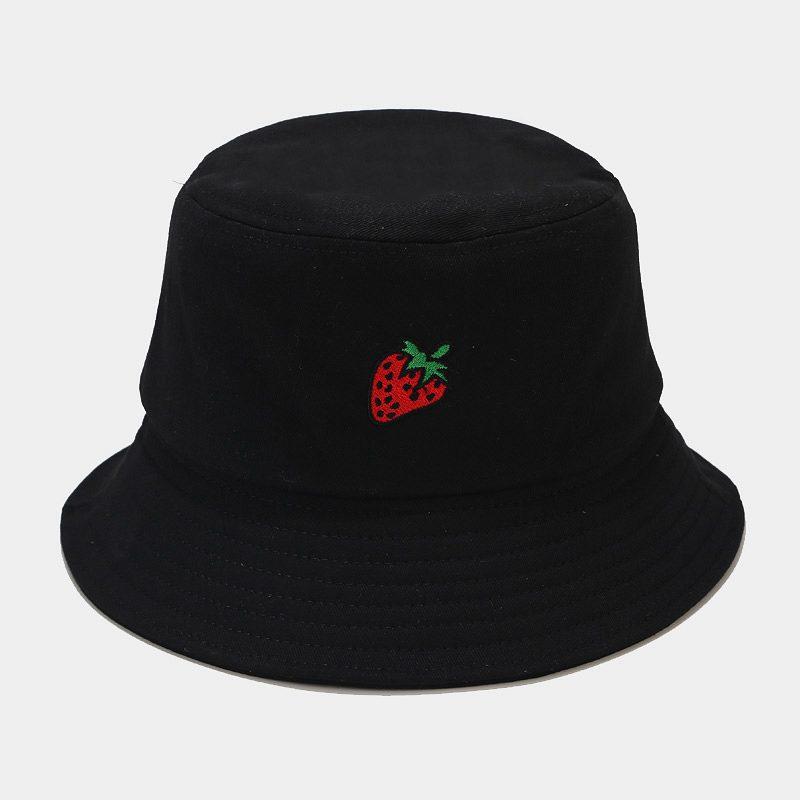 Panama Bucket Hat Fruit Strawberry Embroidered Fishing Cap Men Women Travel Beach Sun Hats