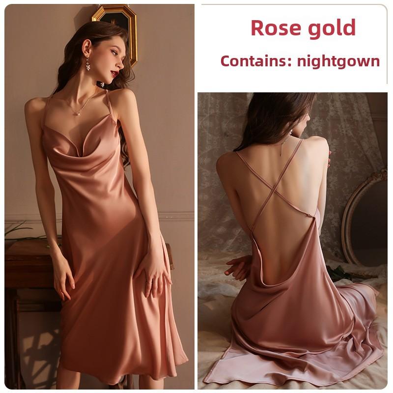 Long Pajamas Casual Sleeveless Backless Temptation Suspender Pajamas Loungewear Set