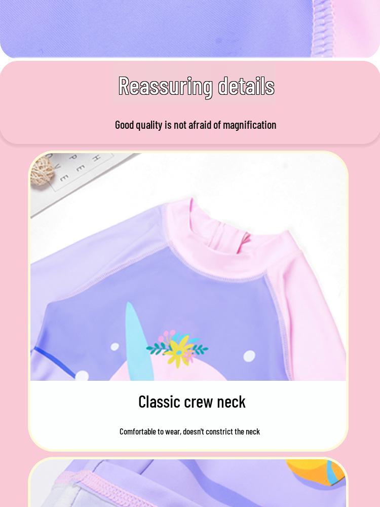 Pink Narwhal Cartoon One-Piece Swimsuit: Quick-Drying Girl's Swimwear for Middle and Large Children
