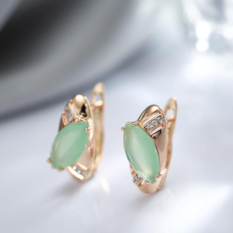 New Emerald Rhombus Cut Zircon With  Rose Gold Drop Earrings For Women Unusual Luxury Daily Jewelry  Best Design
