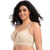 Large Size Thin Cup Lace Underwear for Women with Side Breast Adjustment and Underwire Bra
