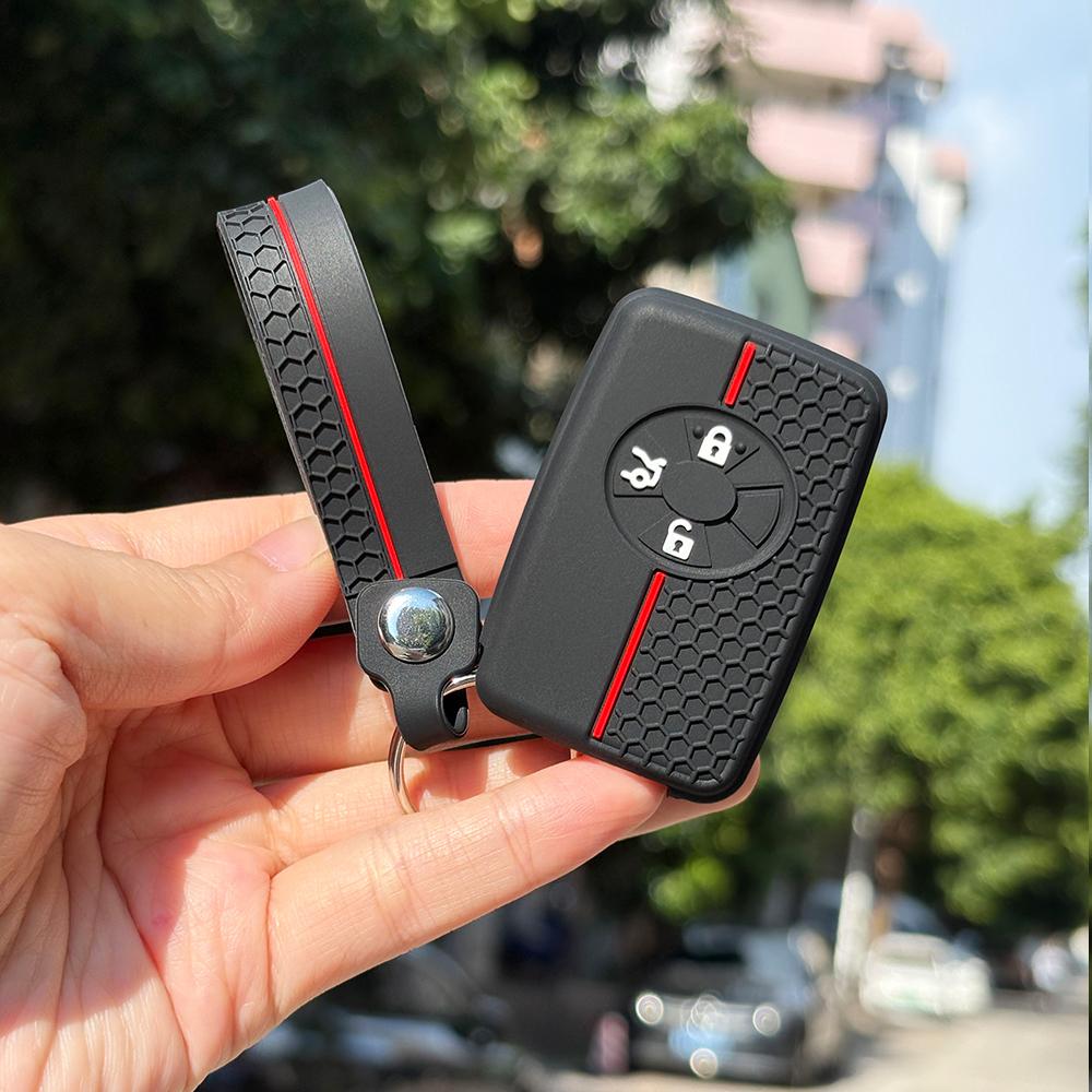 Silicone Car Remote Key Case Cover With Keychain Holder For Toyota Vanguard Rav4 2008 Estima 2006 2 Buttons Key Shell
