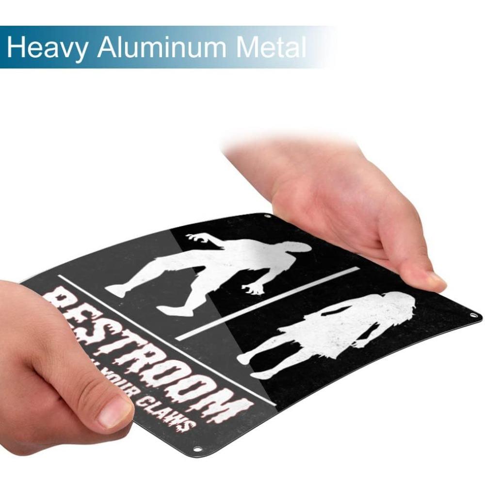 Halloween Zombie Unisex Restroom Metal Sign - Funny Toilet Door Decor for Halloween Party
