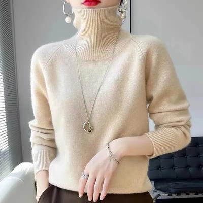 Damen Herbst und Winter Hochgeschlossener, verdickter Strickpullover Neue Basis Warmer Wollpullover Mit Lockerem Pullover