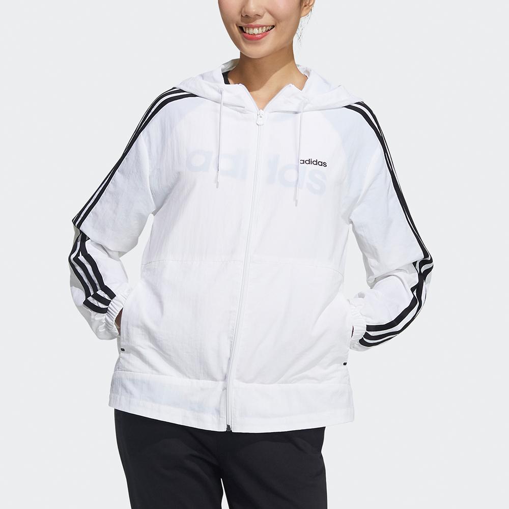 Adidas Neo Classic Three Stripes Sports Woven Hooded Jacket Women Jacket White GP5581