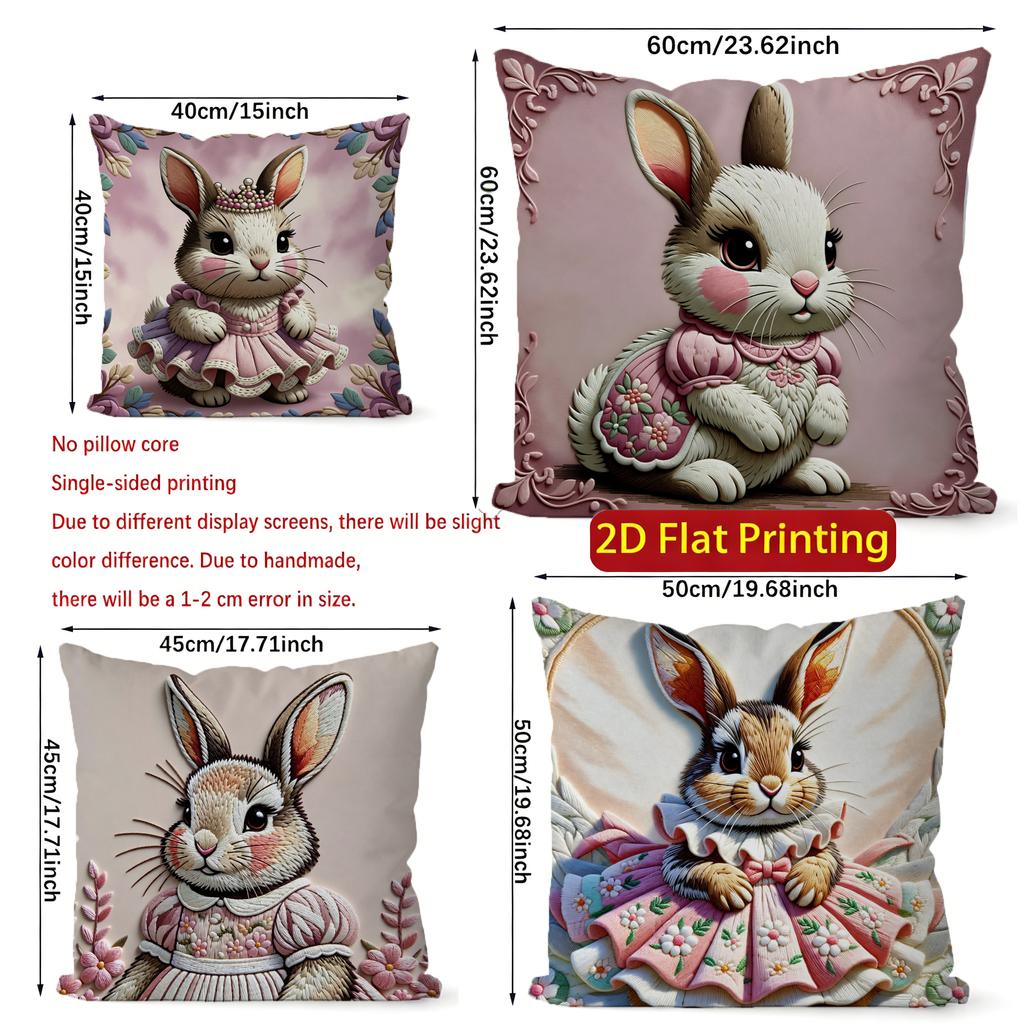 2D Süße Kaninchen Verkleidete Kissen Für Heimdekoration Muster Kissenbezug Geeignet Für Sofa Schlafzimmer Auto Kissenbezug