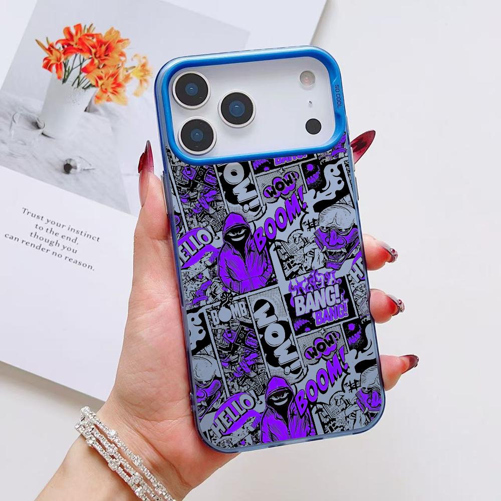 Fashion Cartoon Graffiti Phone Case For iPhone 17 16 15 14 13 12 11 Pro Max Air Matte Laser Aurora Shockproof Funda