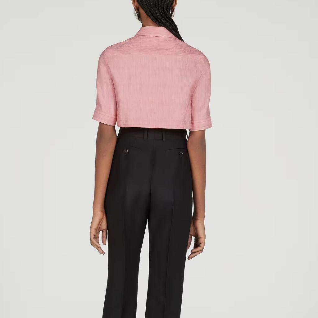GUCCI Crop Tops Women's Pink Pointed Collar Moderate 734524-ZAMC1-5933