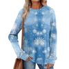 Women's Printed Lightweight Brushed-Cotton Round Neck Top