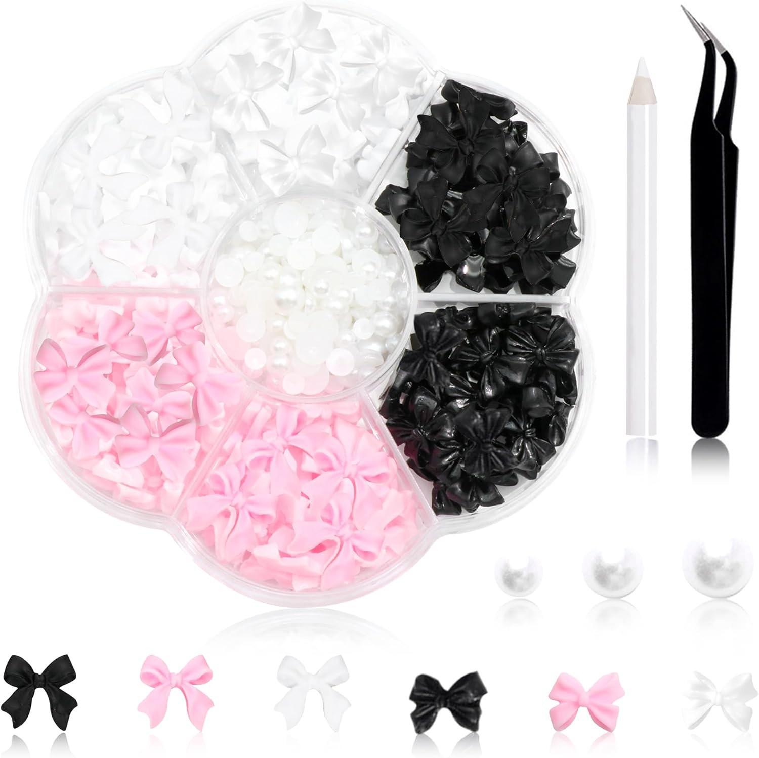 Cross-border Resin Bow Tie Nail Art Decorations - Mixed Set of Colored Semi-Circular Accessories