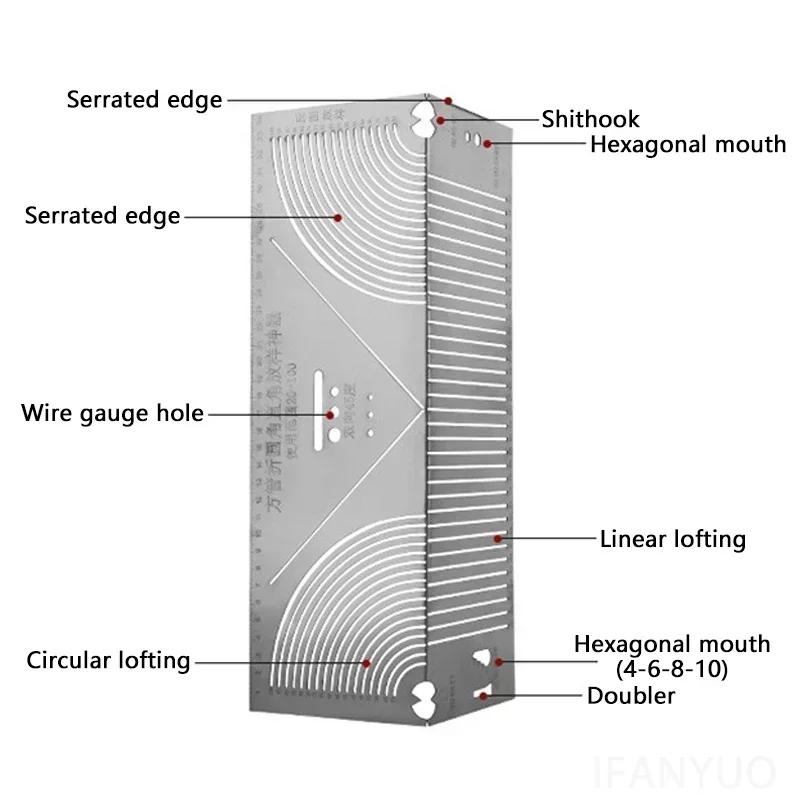 Arc Marking Ruler Right Angle Construction Arc Parallel Drawing Tool 90 Degree Folding Ruler for Metalworking Cutting Guide