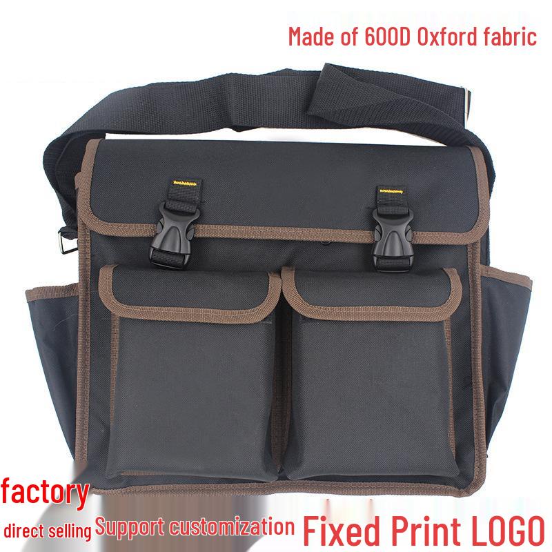 Oxford Canvas Electrician Tool Bag for Air Conditioner Repair - Large, Thickened, Single-Shoulder, Multifunctional Storage.