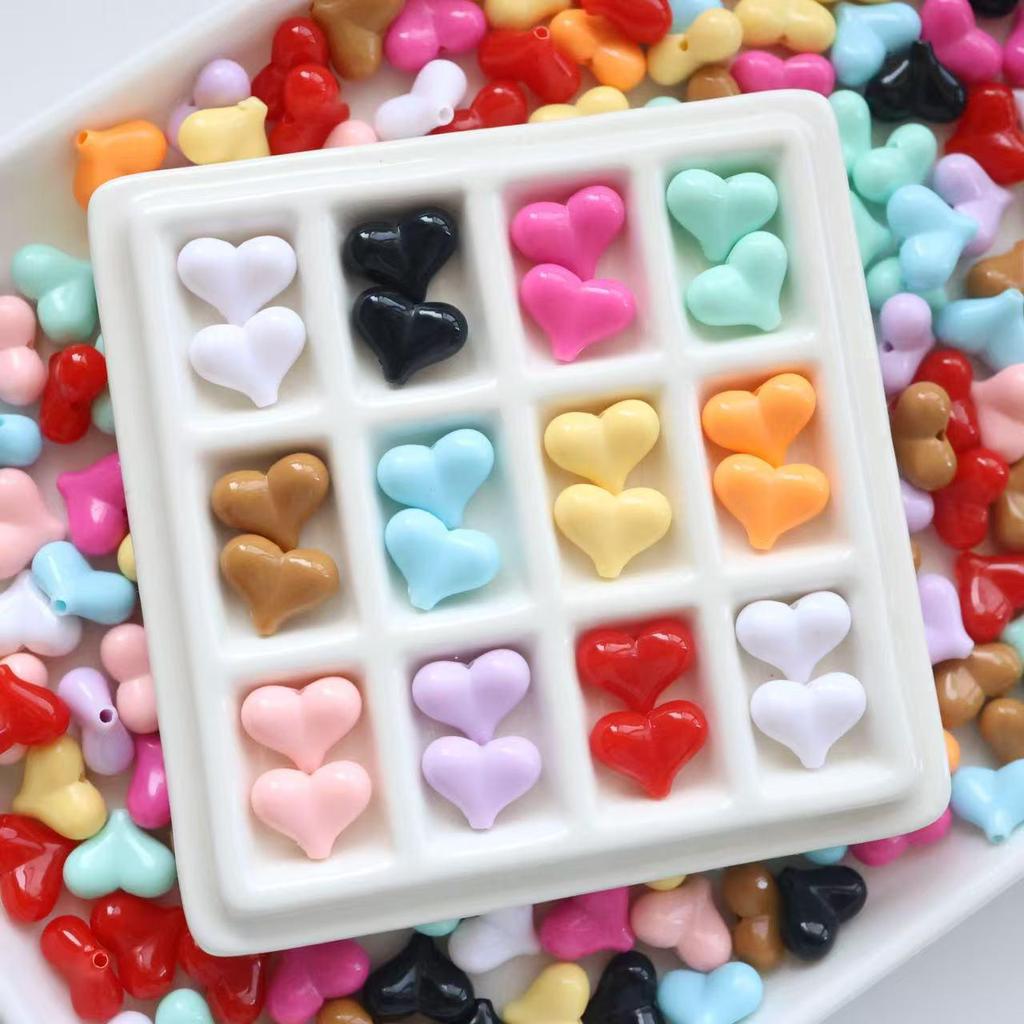 Seven-Color Small Peach Heart Acrylic Beads 11x14mm for DIY Phone Chain Pendants