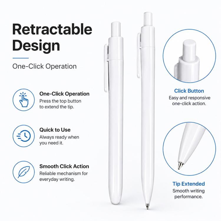 10 PCS/Pack Retractable Minimalist White Ballpoint Pen