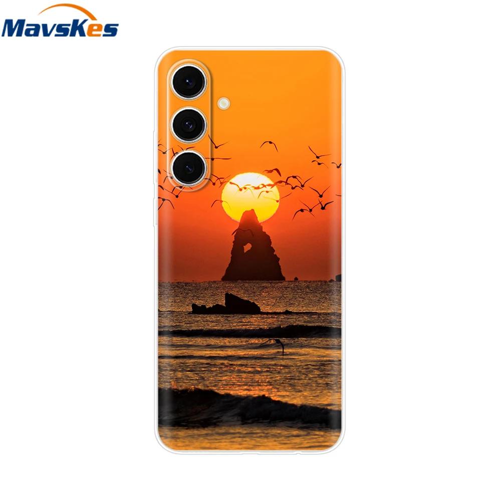 For Samsung S24 FE Case Stylish Flowers Painted Cover Clear Silicone Phone Case for Samsung Galaxy S24 S24FE Soft Shell Fundas