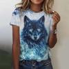 3D Printed Animal T Shirt Women Funny Wolf Pattern Tees Summer Harajuku T-Shirts Y2k Tops Loose Short Sleeves T-Shirts