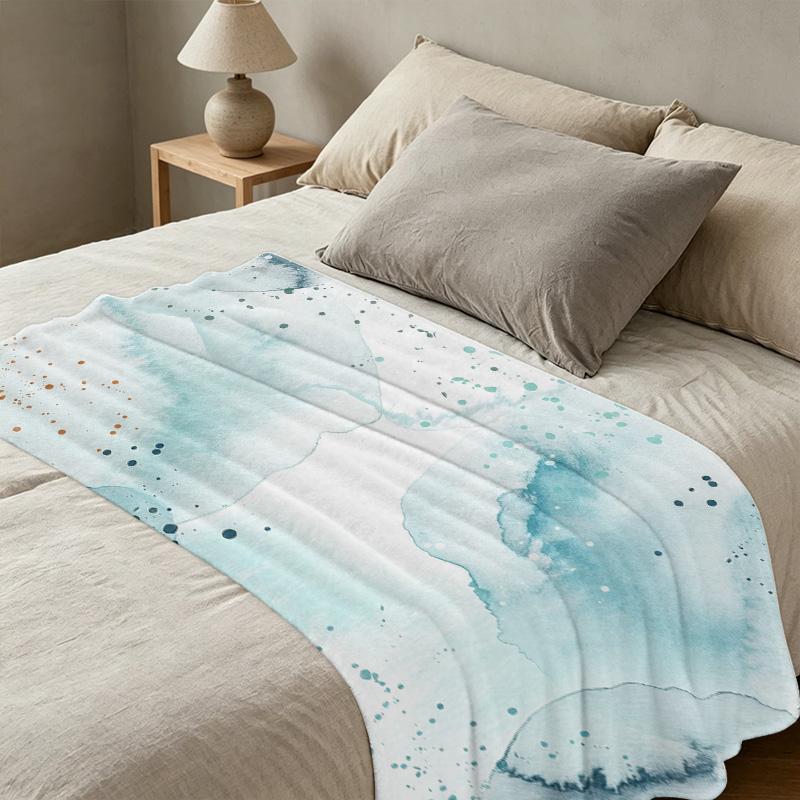 Flannel Print Blanket: Soft Skin-Friendly Minimalist Watercolor Design, Cozy Home Decor Ideal for Christmas & Halloween