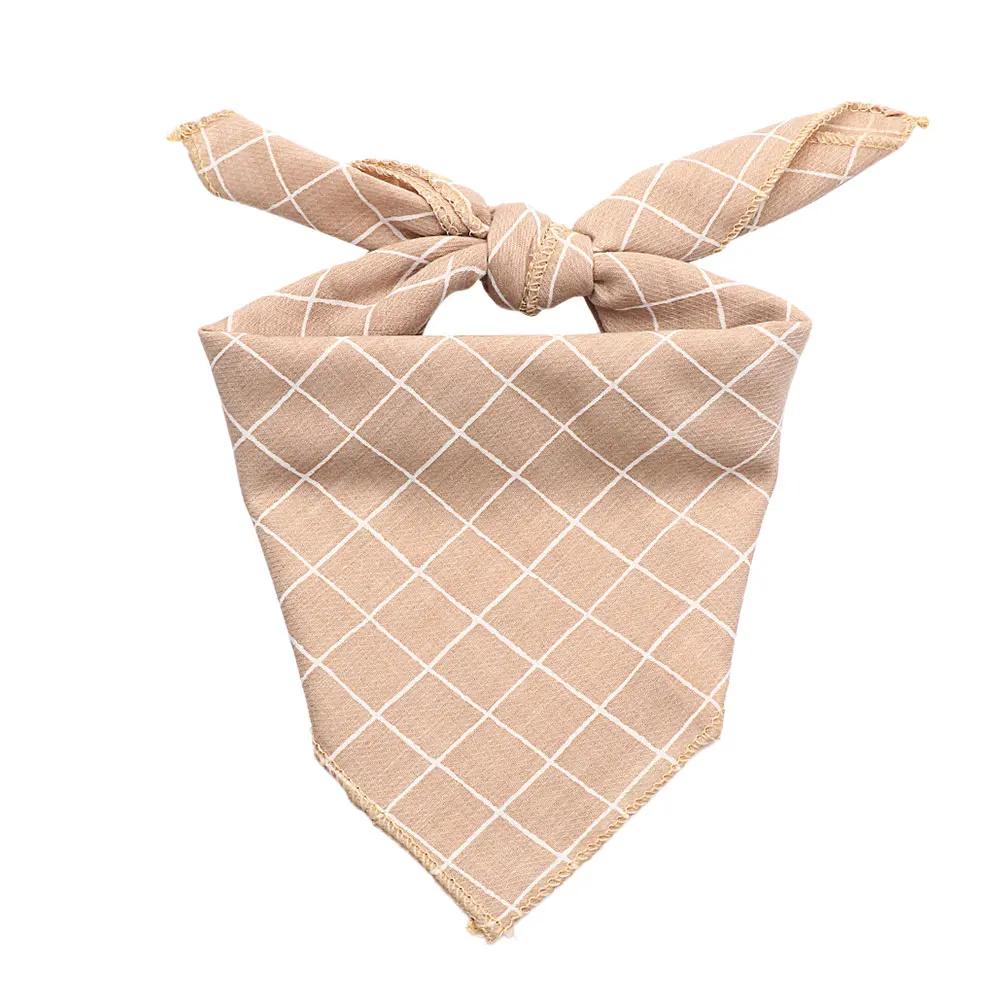 Pet Bandanas Plaid Dots Style Cotton Washable Dog Bandanas Scarf Bowties Collar Pet Square Bib For Puppies Kittens