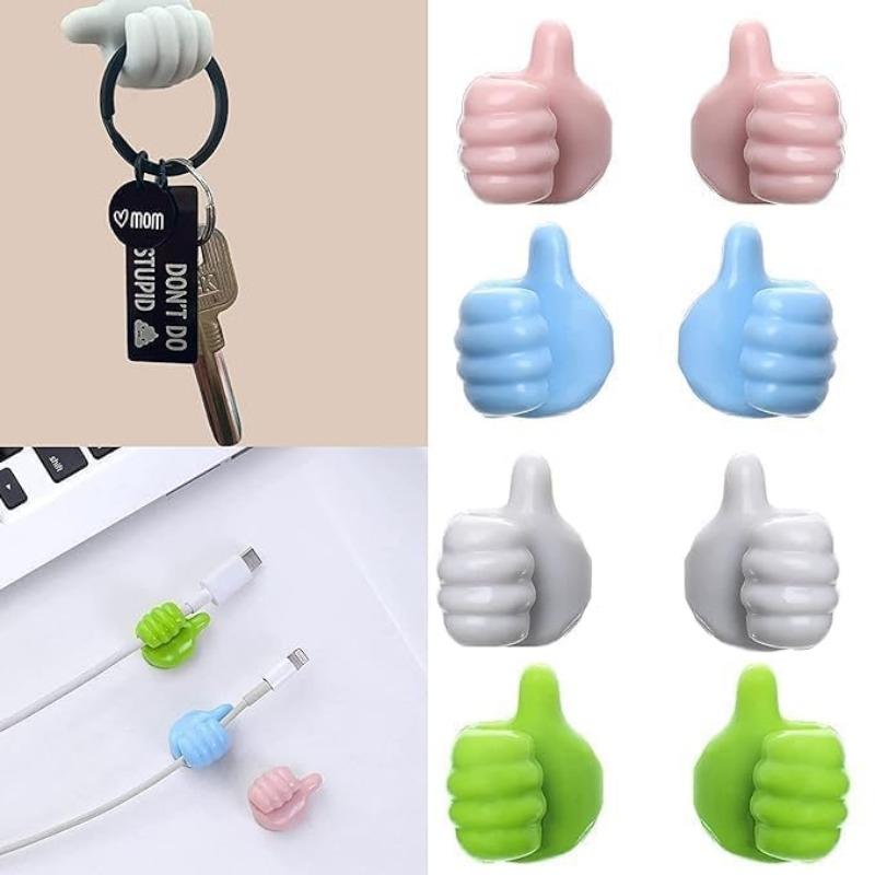 Self-adhesive Thumb Wall Hook for Hanging, Cable Clip, Wall Silicone Hook for Desk Wire Management, Random Colors