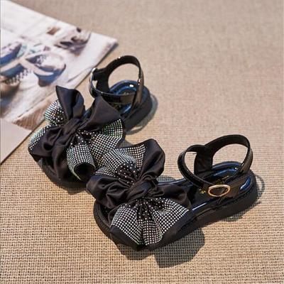 Girls' Sandals Summer Newest Korean Style Princess Softsoled Children'S Rhinestone Big Bowknot Beach Shoes Casual Flats Hot