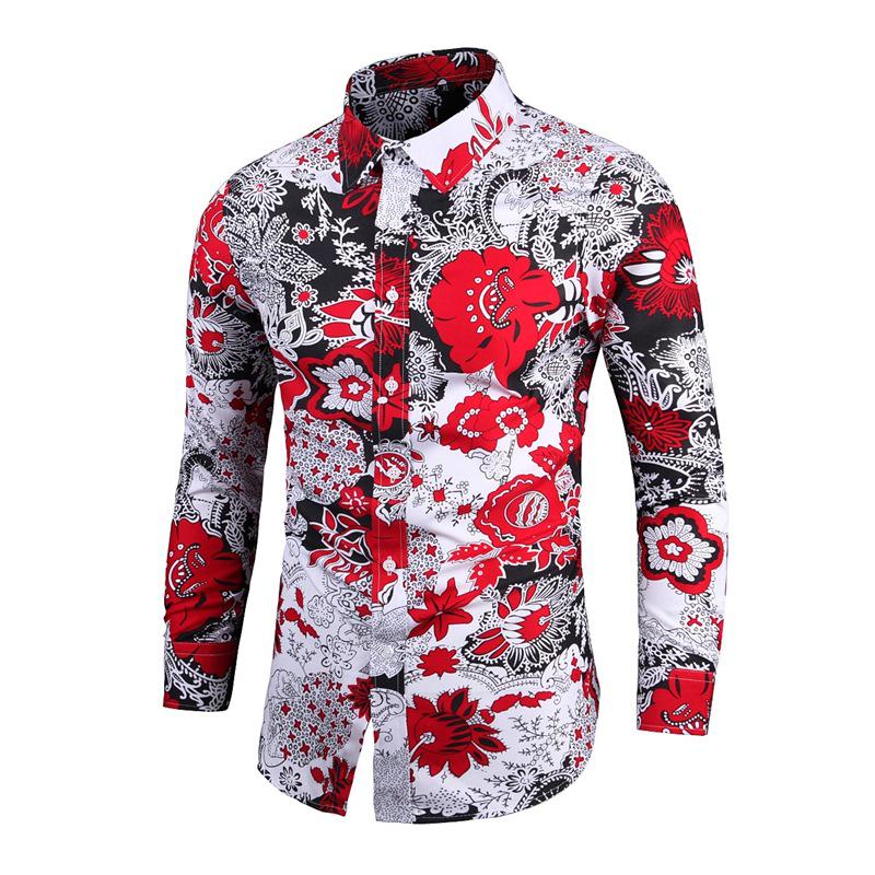 

Men s Plus Size Elastic Long-Sleeve Slim Fit Casual Shirt 5XL Bust 126 красный
