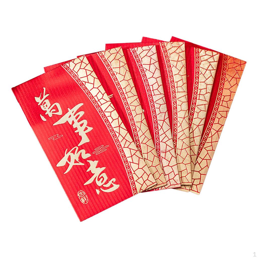 6 Pieces Chinese Year Red Envelopes Hong Bao Packets Packet Bag for Party Spring Festival
