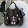 2024 Japanese-Style Cute Dog Embroidered Nylon Eco-Friendly Shoulder Shopping Bag