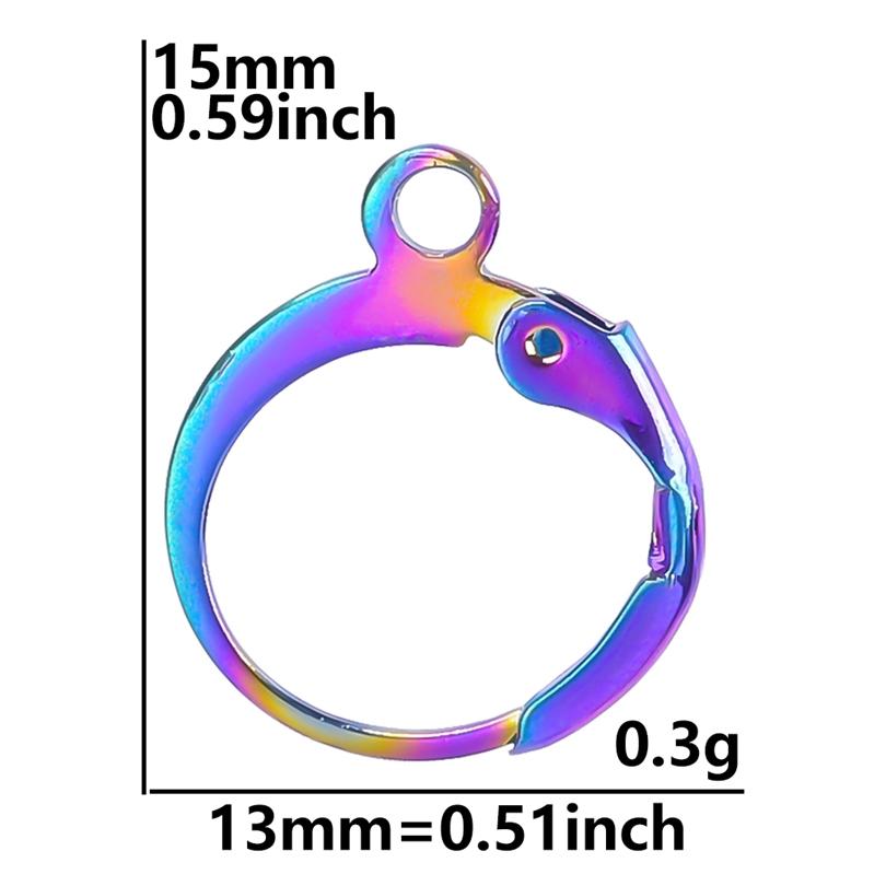 50pcs/Lot Rainbow Ear Hooks For Jewelry Making Earrings Ear Piercing Hoop Stainless Steel Jewelry Findings Wholesale Components