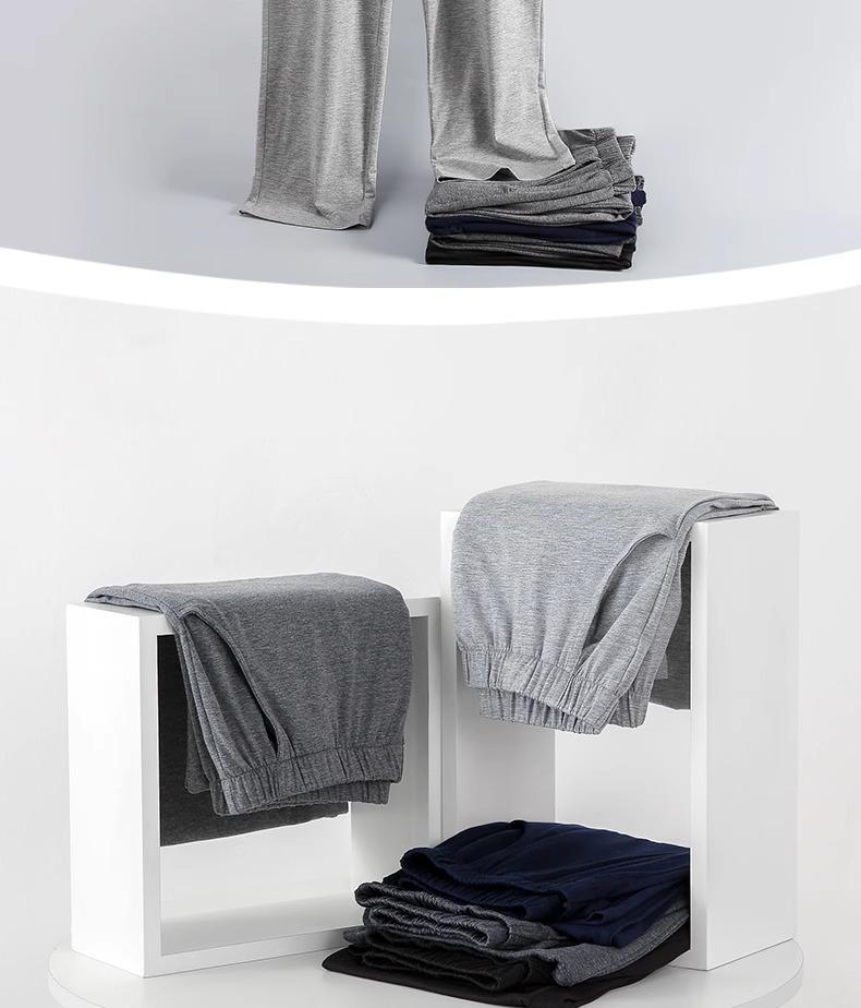 Men's Modal Cotton Pajama Pants - Versatile Elastic Fit for Spring & Autumn, Lightweight Casual Wear, Morning Exercise, Comfortable and Loose.