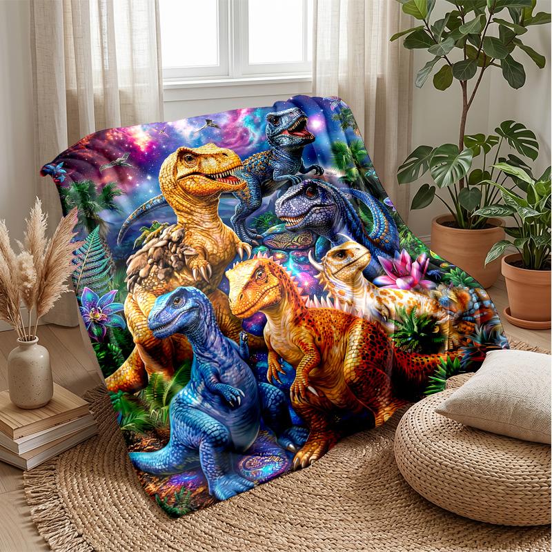 

Dinosaur Fantasy Universe blanket Personalized Name Flannel Blanket Soft Cozy Plush Throw for Sofa Bed Lightweight Home Decor 75x90cm