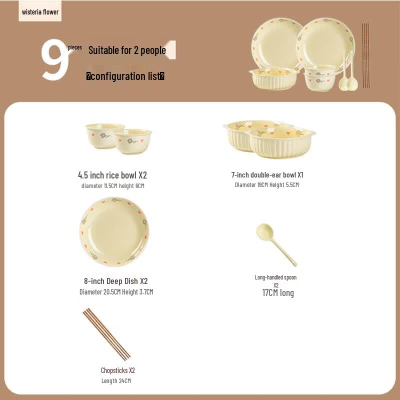 Cream Style 9-Piece Bone China Dinnerware Set for 2