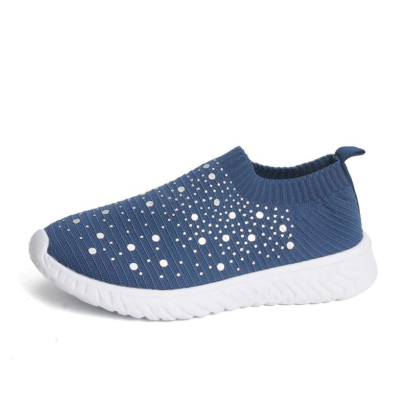 Moda 2024 Scarpe Sportive da Donna Comode a Punta Rotonda Tinta Unita a Bocca Bassa Slip-On Tessuto Elasticizzato Traspiranti con Suola Piatta