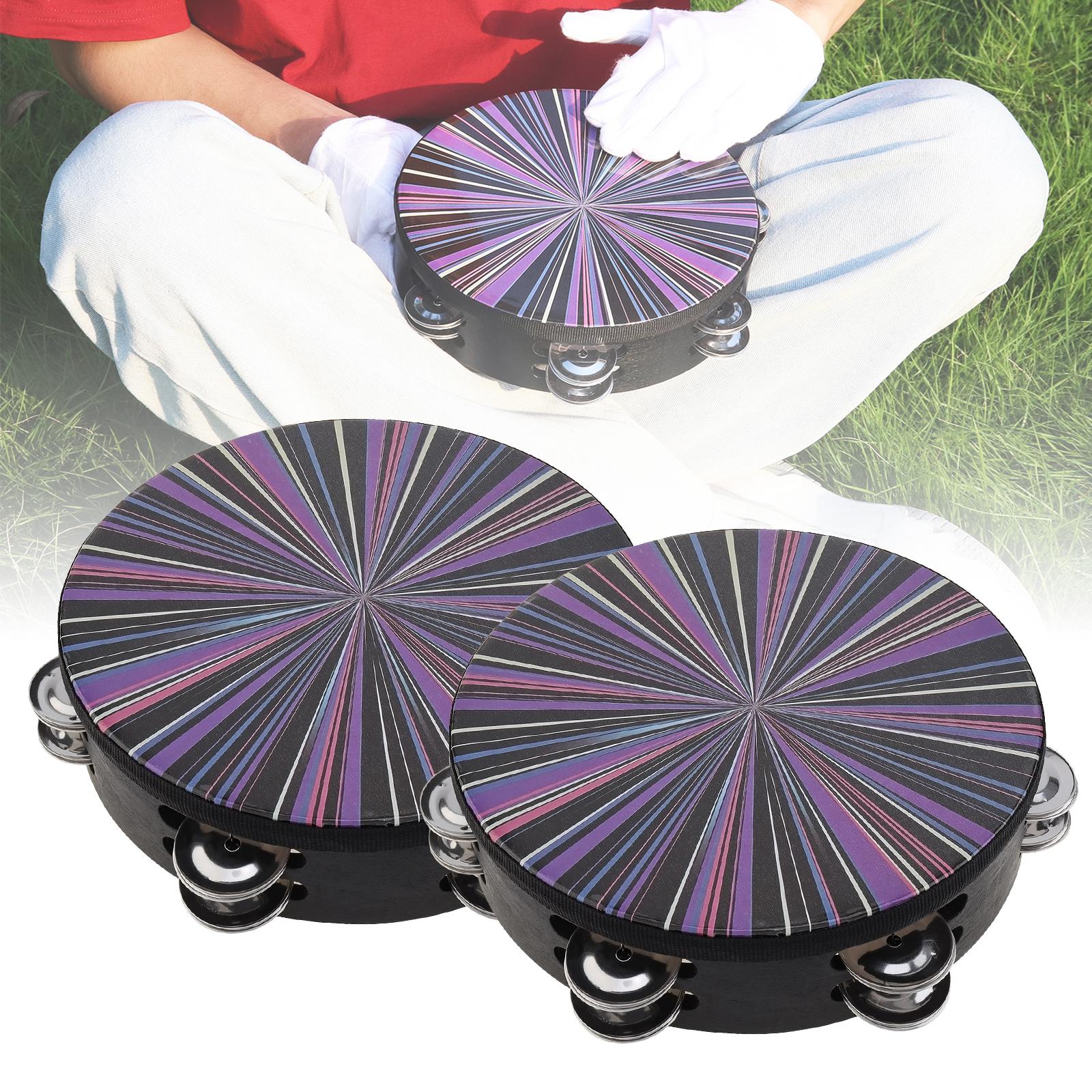 

Деревянный Светоотражающий 2 шт 8-дюймовый тамбурин с двойным рядом бубенцов, головка из овчины, ручной колокольчик, ручной барабан, сверхпрочный, для церкви, танцевальной вечеринки, KTV, перкуссия