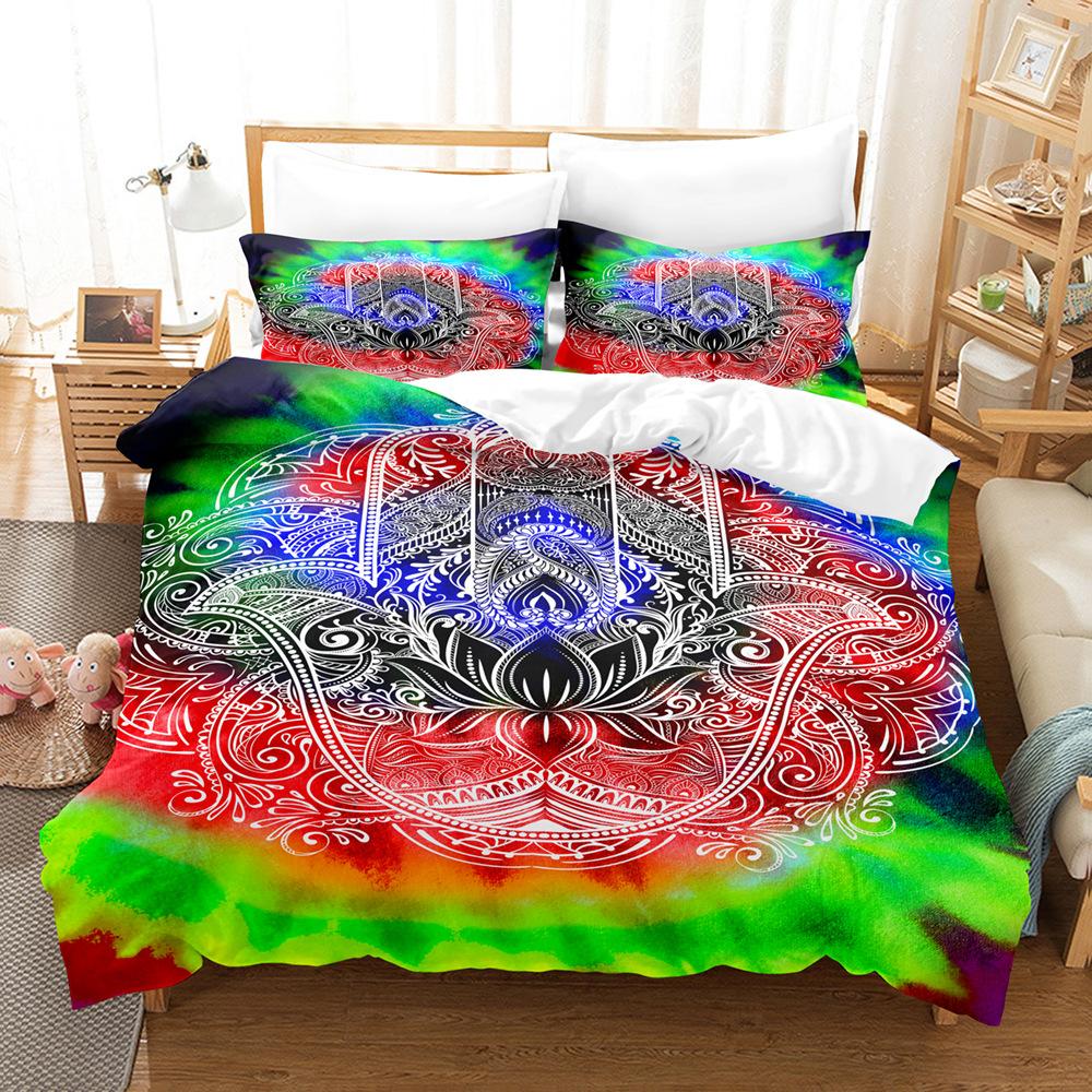3D Buddha Bedding Set Microfiber Luxury Printed Down Duvet Cover Pillowcase 2/3 Birthday Gift AU210 * 240 Full Size Quick Drying Soft Home Textile