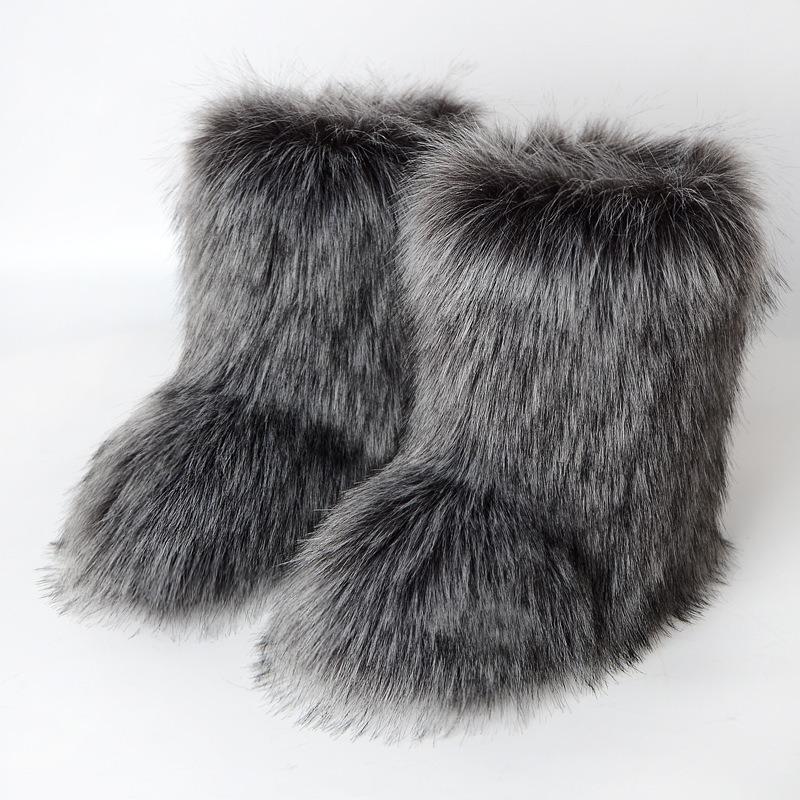 Boots Children's Winter Warm Thickness Non-slip Shibuya Fluffy Boots Medium Tube Personalized Fashion Snow Boots