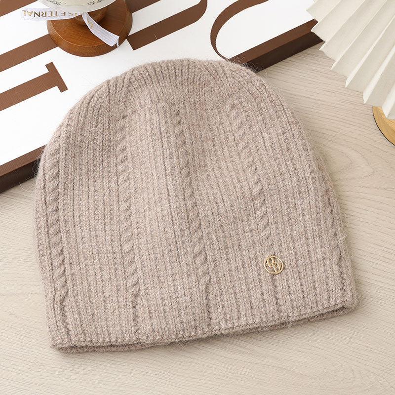 Knitted Thermal Hat Autumn and Winter Rabbit Fur Blended Women's Pullover Stacking Hat
