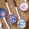 Japanese Style Ceramic Soup Spoon Gift Set Hand-painted Long Handle Dessert Spoon Heat-resistant Ramen Miso Soup Spoon Present