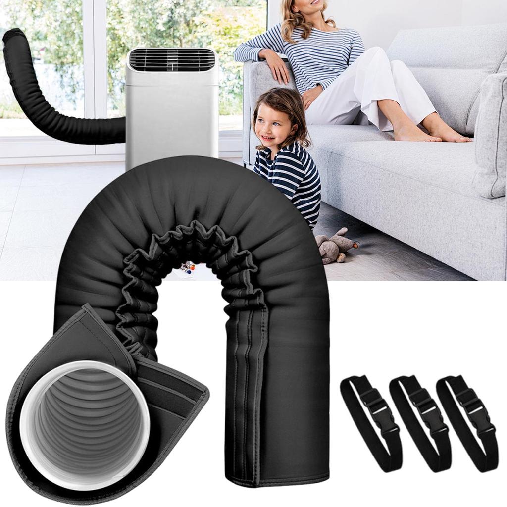 Portable Air Conditioner Hose Cover AC Hose Insulation Sleeve Foldable Washable Duct Vent Accessories with 3 Adjustable Buckle