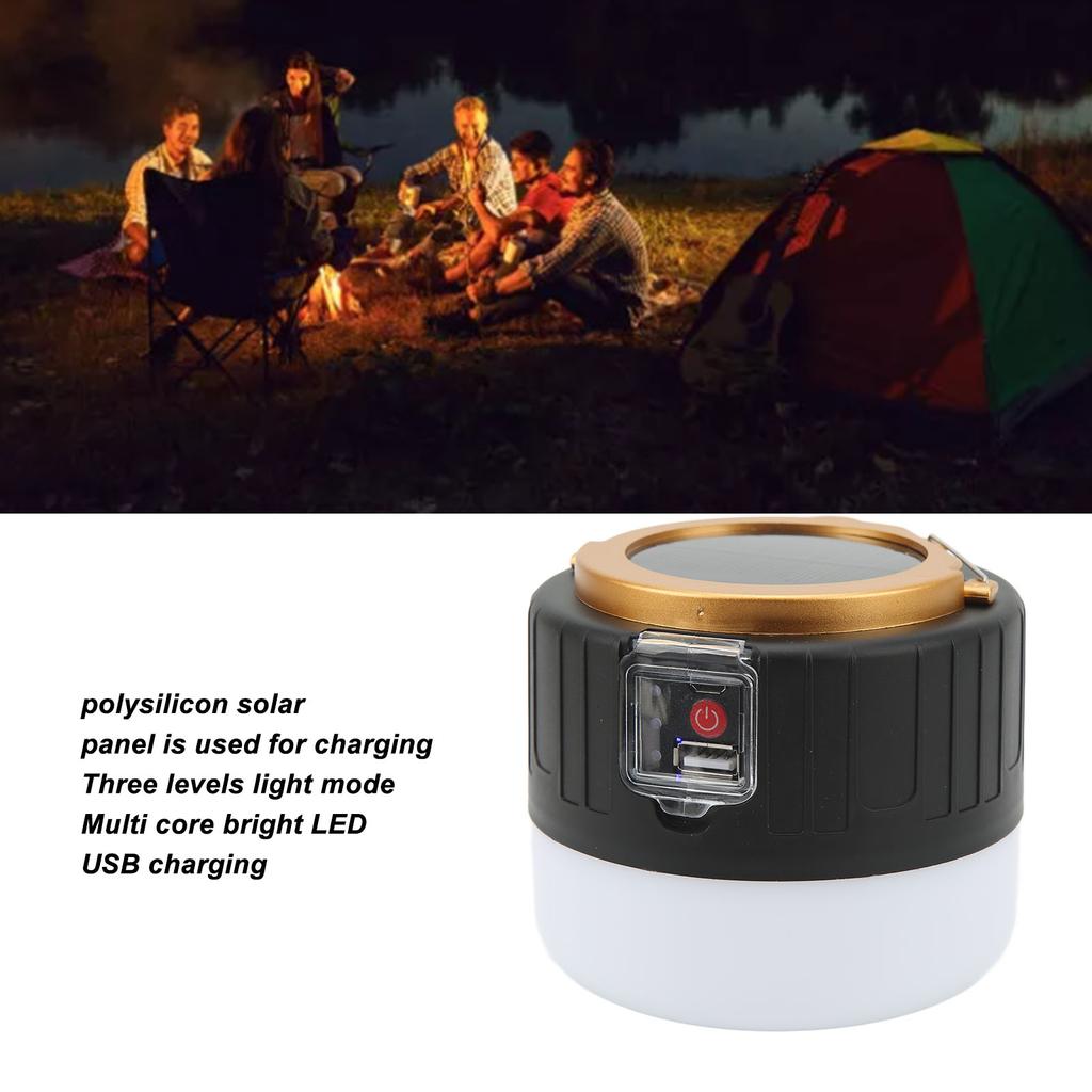 Solar Camping Light Three Mode USB Charging Bright LED Solar Tent Light for Outdoor Emergency