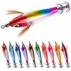 1Pcs Horizontal Octopus Cuttlefish Wood Shrimp Hard Bait Artificial Wobbler With 3D Glow Eyes Squid Jig Fishing Lure
