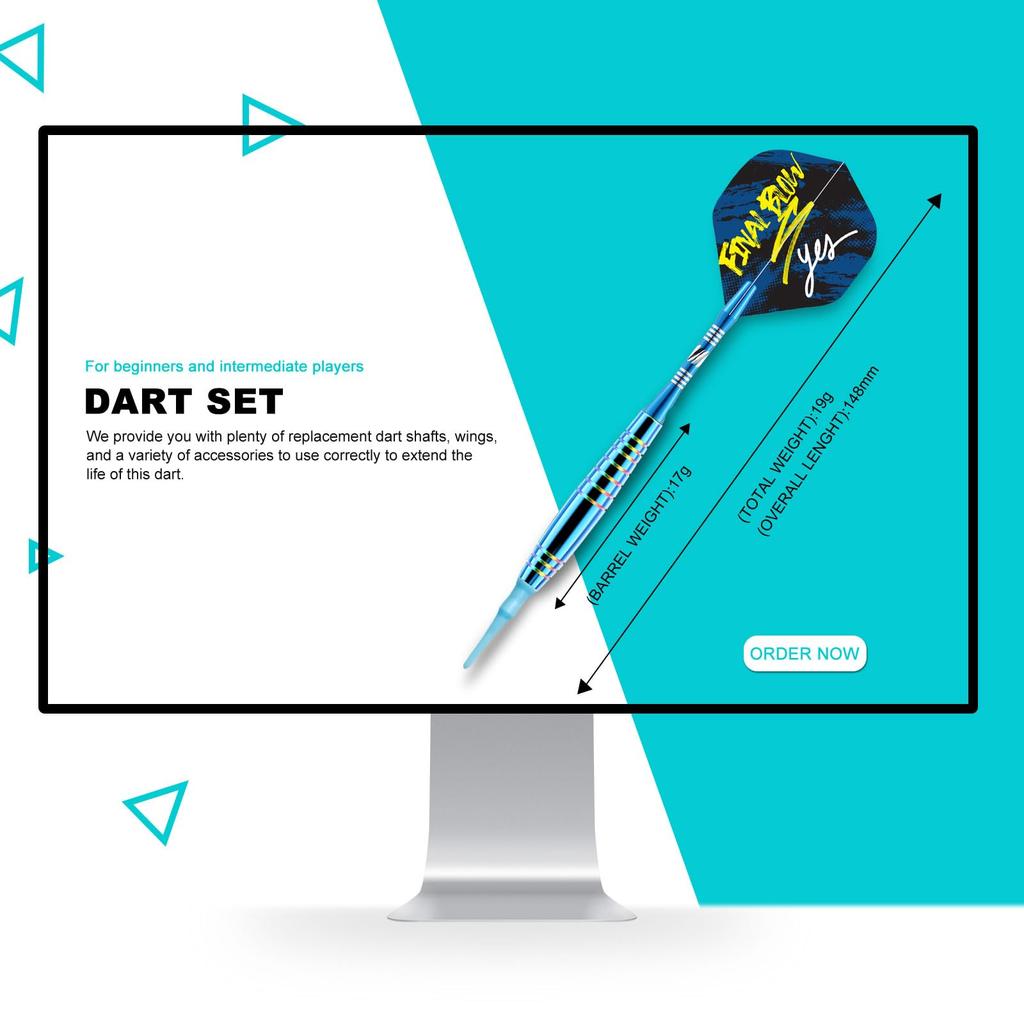 Lavishio Professionelles Soft-Dartpfeil-Set, 19g, 12 Kunststoff-Dartspitzen, Dartflügel und Schäfte (blau)