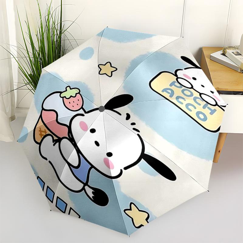 

1pc Pochacco Ice Cream Cone Automatic Folding Umbrella - Portable 3-Fold Design with 8-Bone Iron Frame, Perfect for Outdoor Use, Festive Gifts, Travel