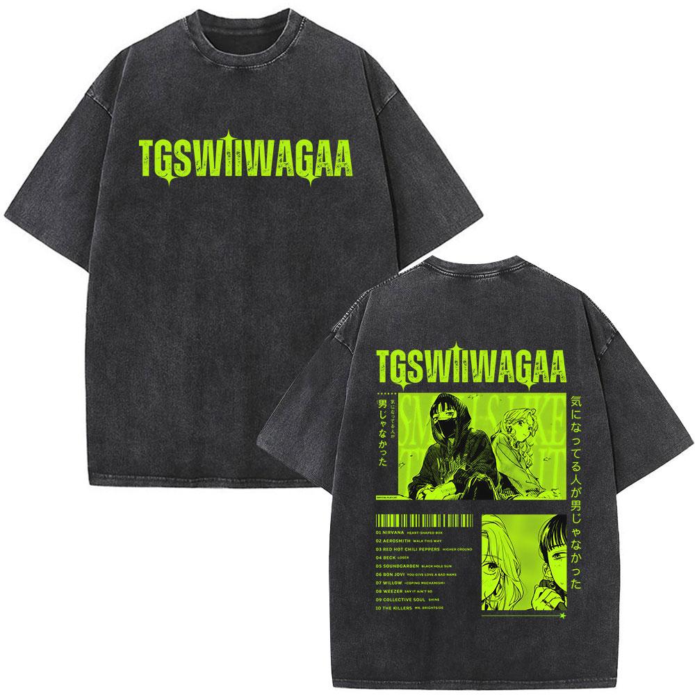 Vintage Washed The Guy She Was Interested in Wasnt A Guy At All T Shirt Men Women Clothing Harajuku Oversized Casual Tshirt